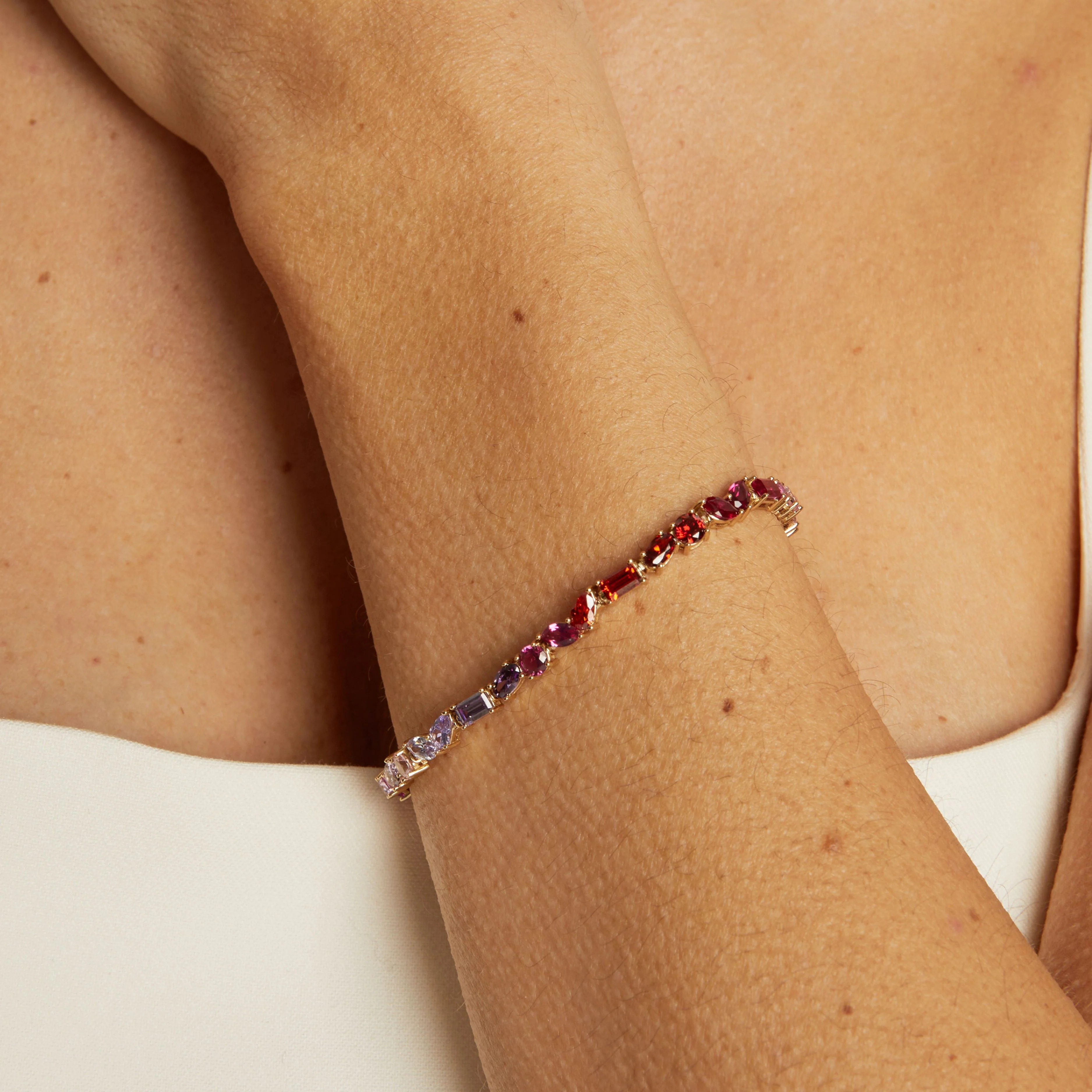 Pink Ombré Mixed Shape Tennis Bracelet - Image 6