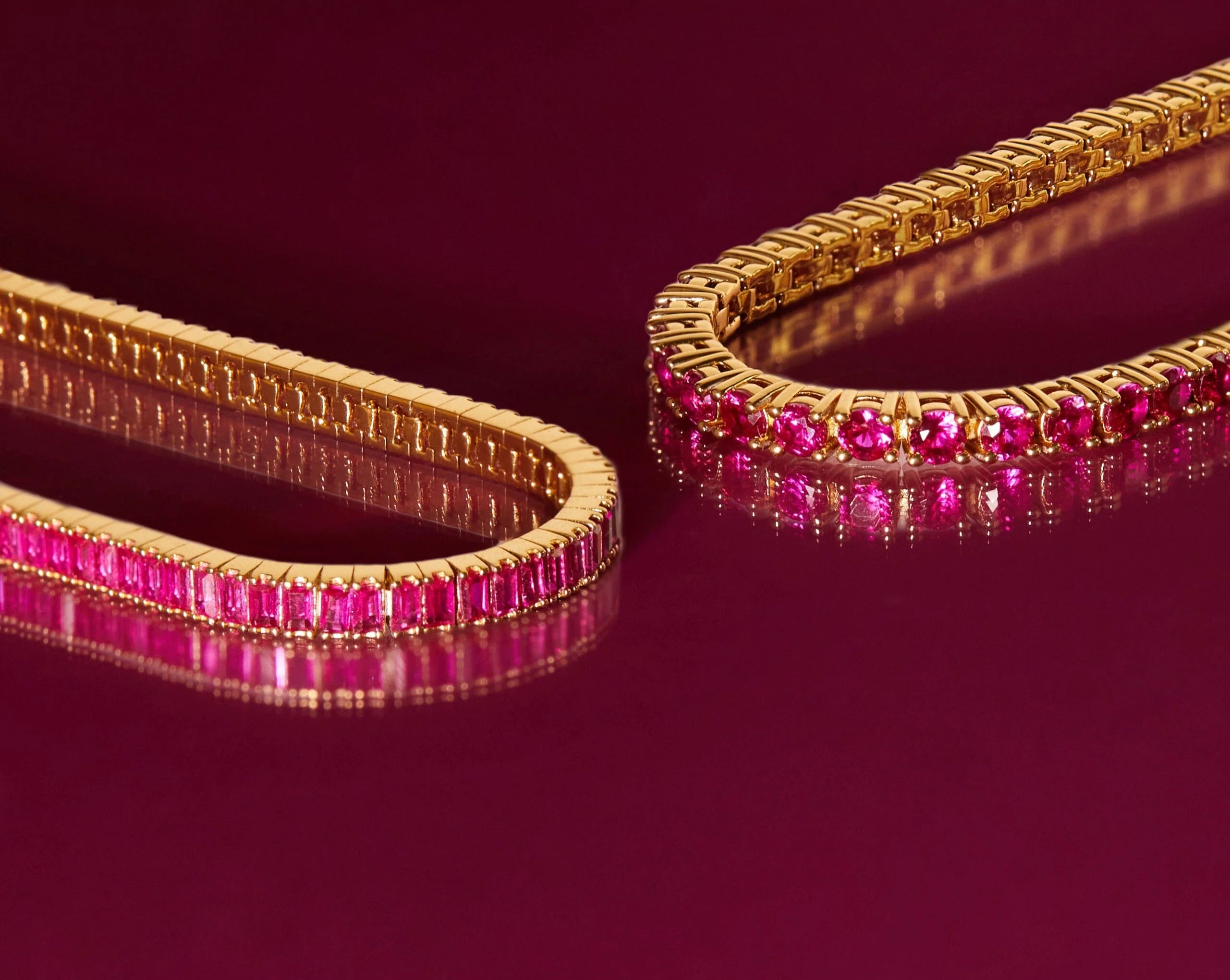 Lab Grown Red Ruby Baguette Tennis Bracelet - Image 3