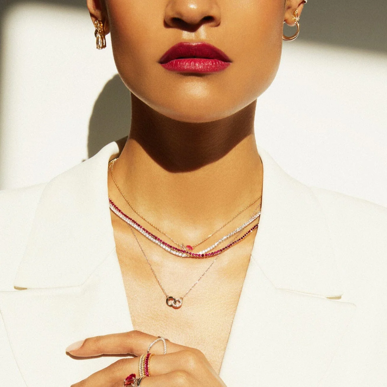 Lab Grown Red Ruby Tennis Necklace - Image 6