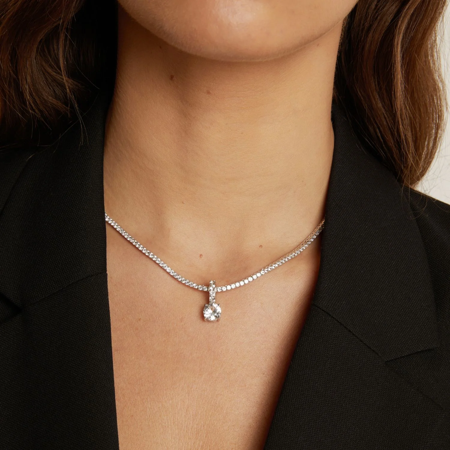 Round Cut Tennis Charm Pendant - Image 14