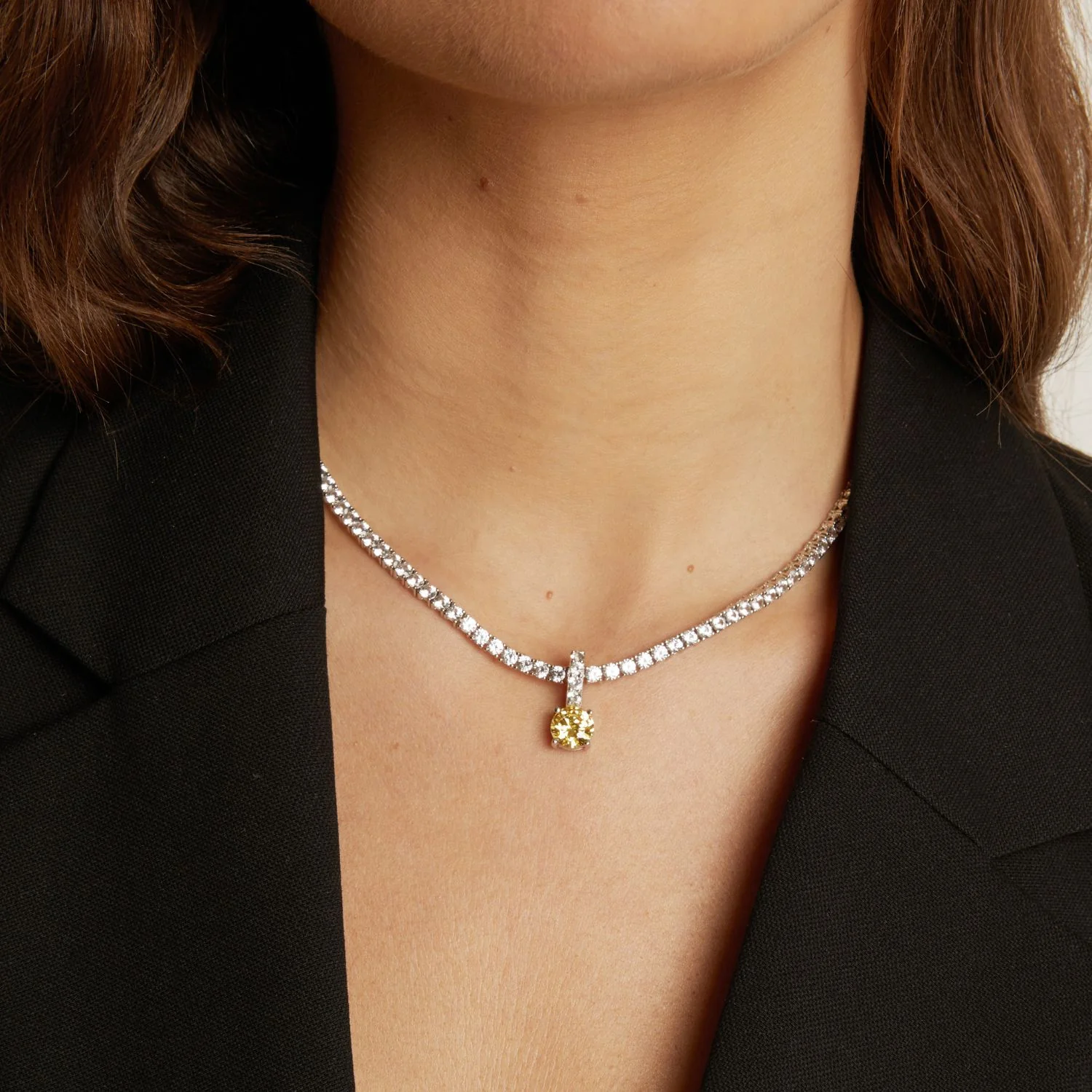 Round Cut Tennis Charm Pendant - Image 17