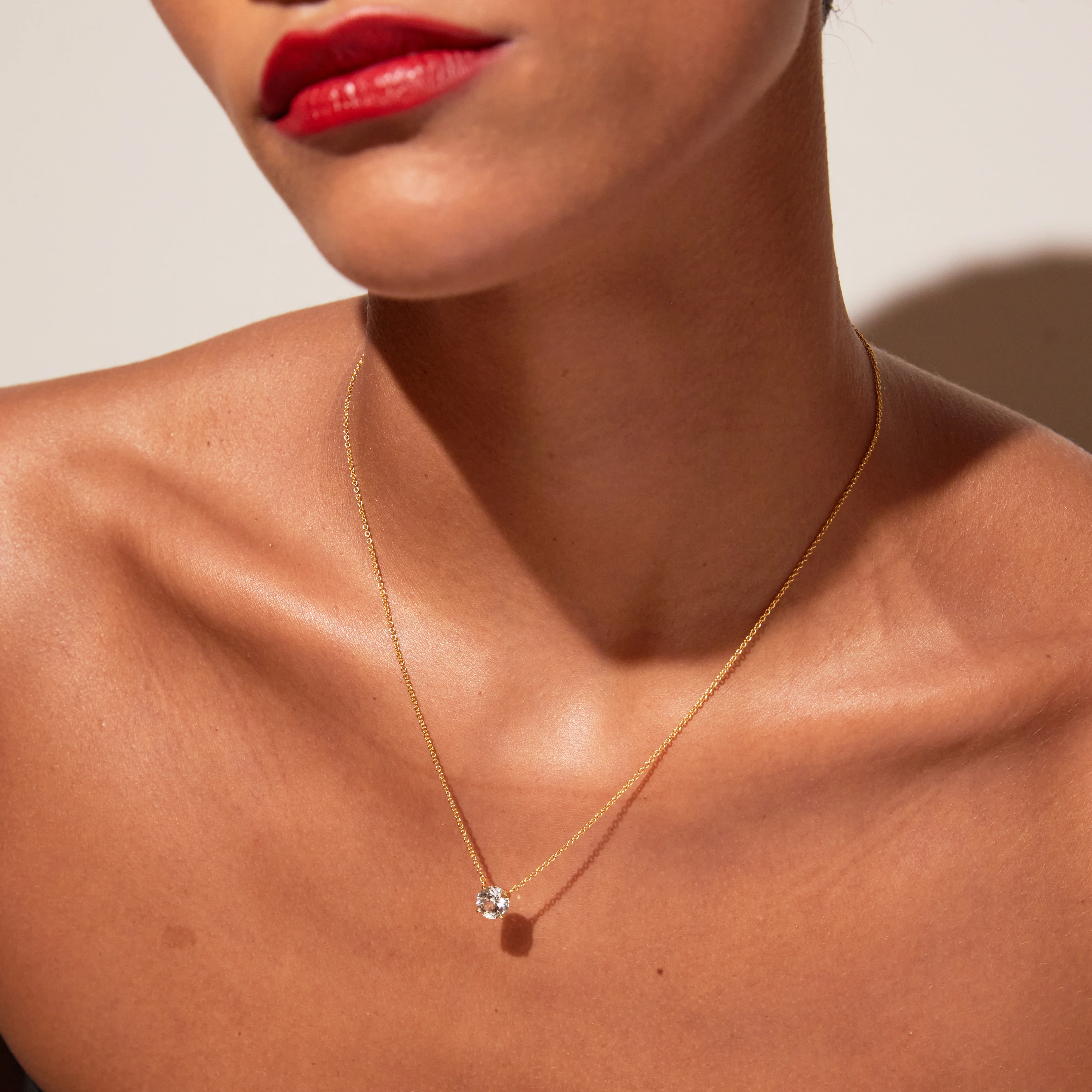 Round Gemstone Solitaire Necklace - Image 29