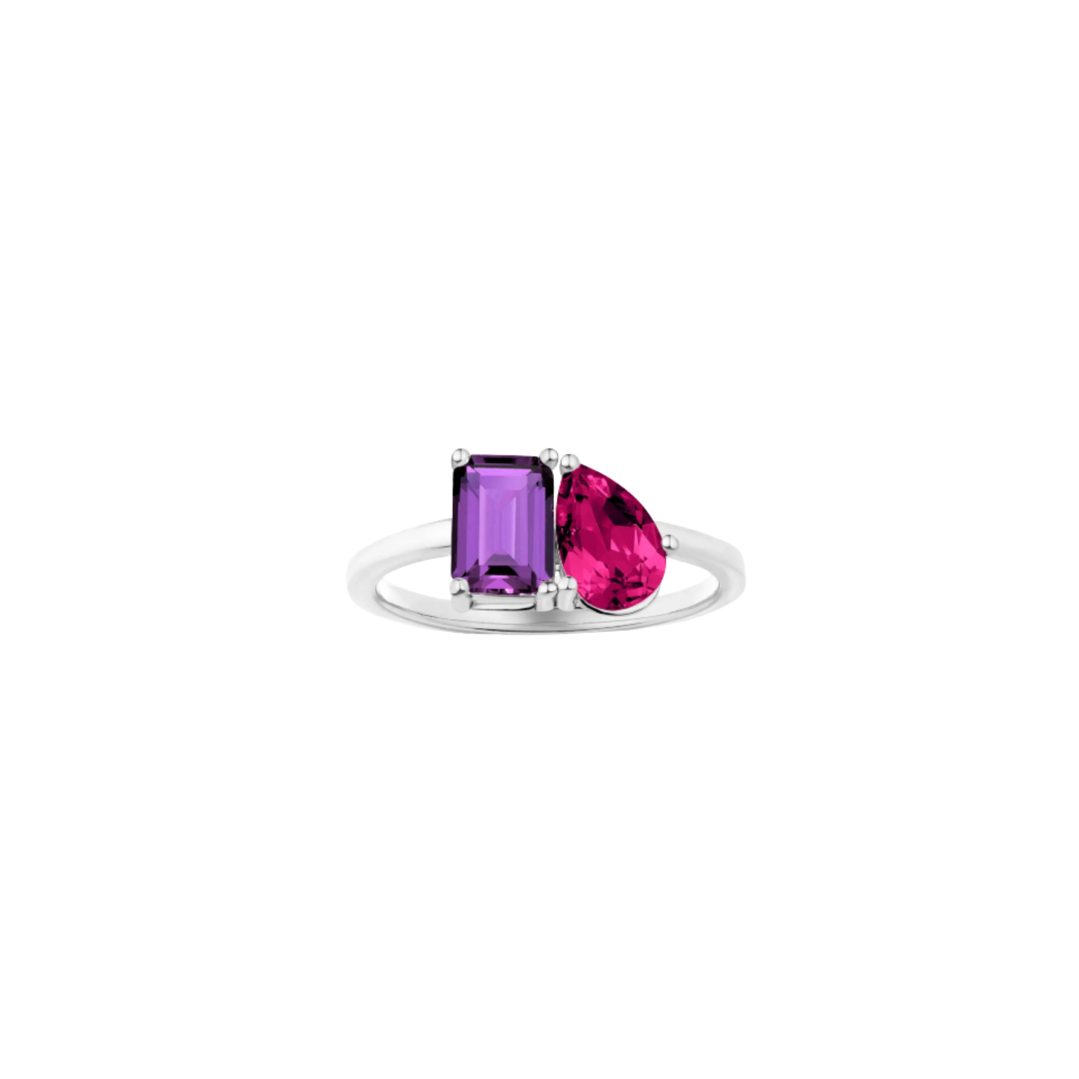 Toi et Moi Gemstone Classic Ring - Amethyst & Red Ruby