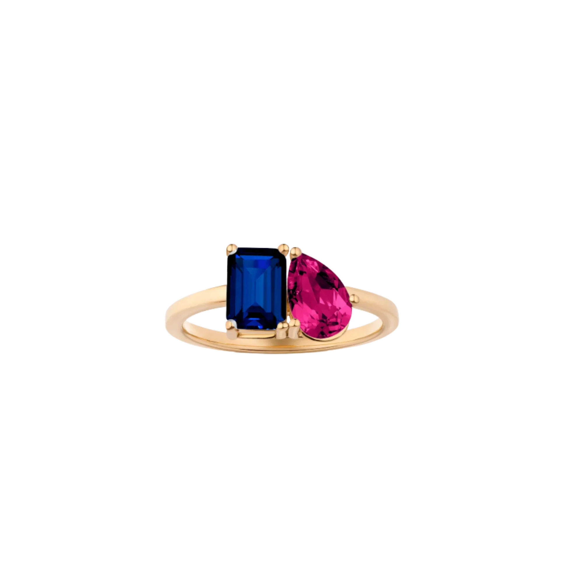 Toi et Moi Gemstone Classic Ring - Blue Sapphire & Red Ruby