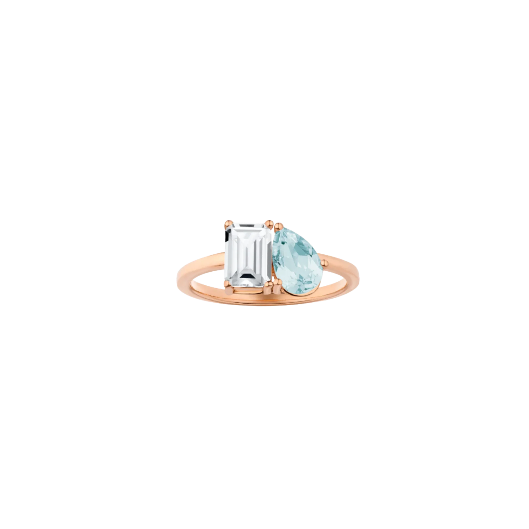 Toi et Moi Gemstone Classic Ring - White Topaz & Aquamarine