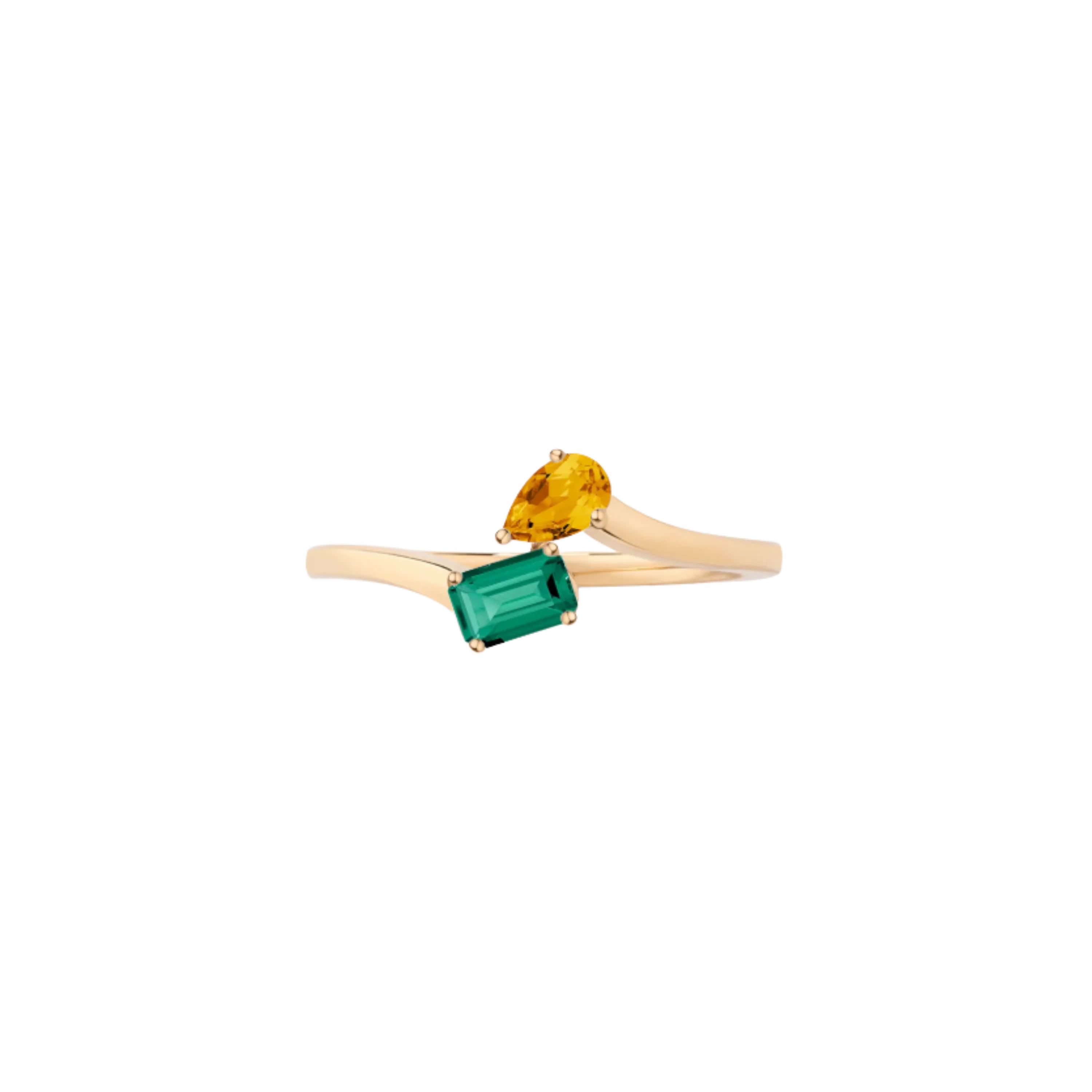 Toi et Moi Gemstone Mini Heirloom Ring - Green Emerald & Citrine