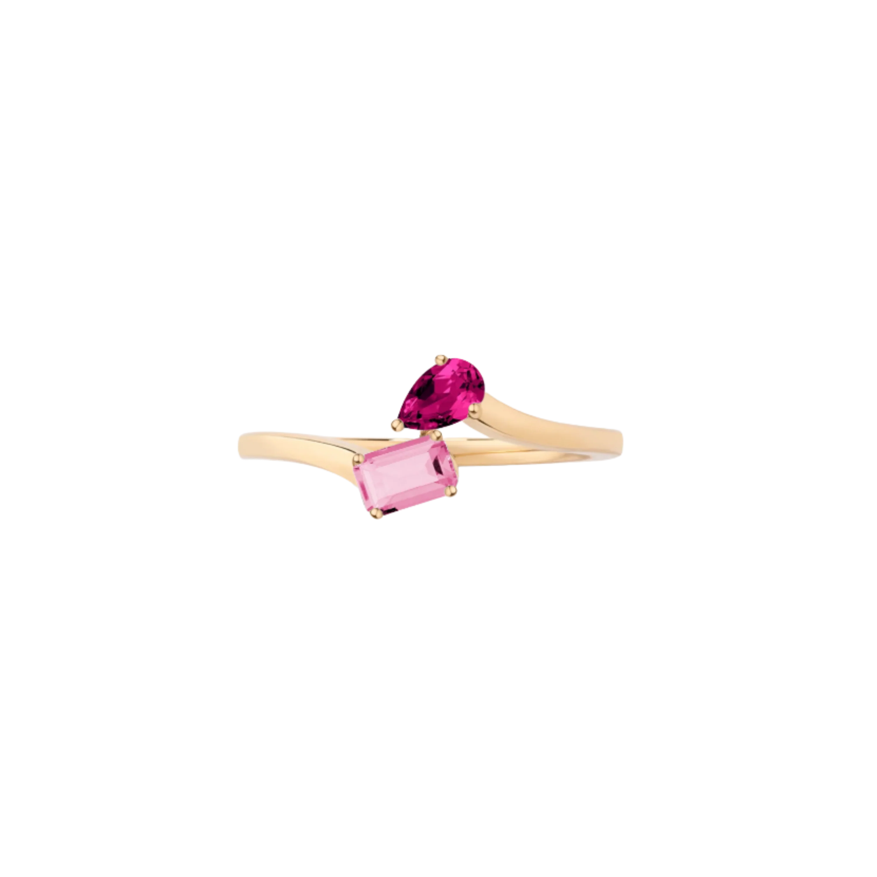 Toi et Moi Gemstone Mini Heirloom Ring - Pink Tourmaline & Red Ruby