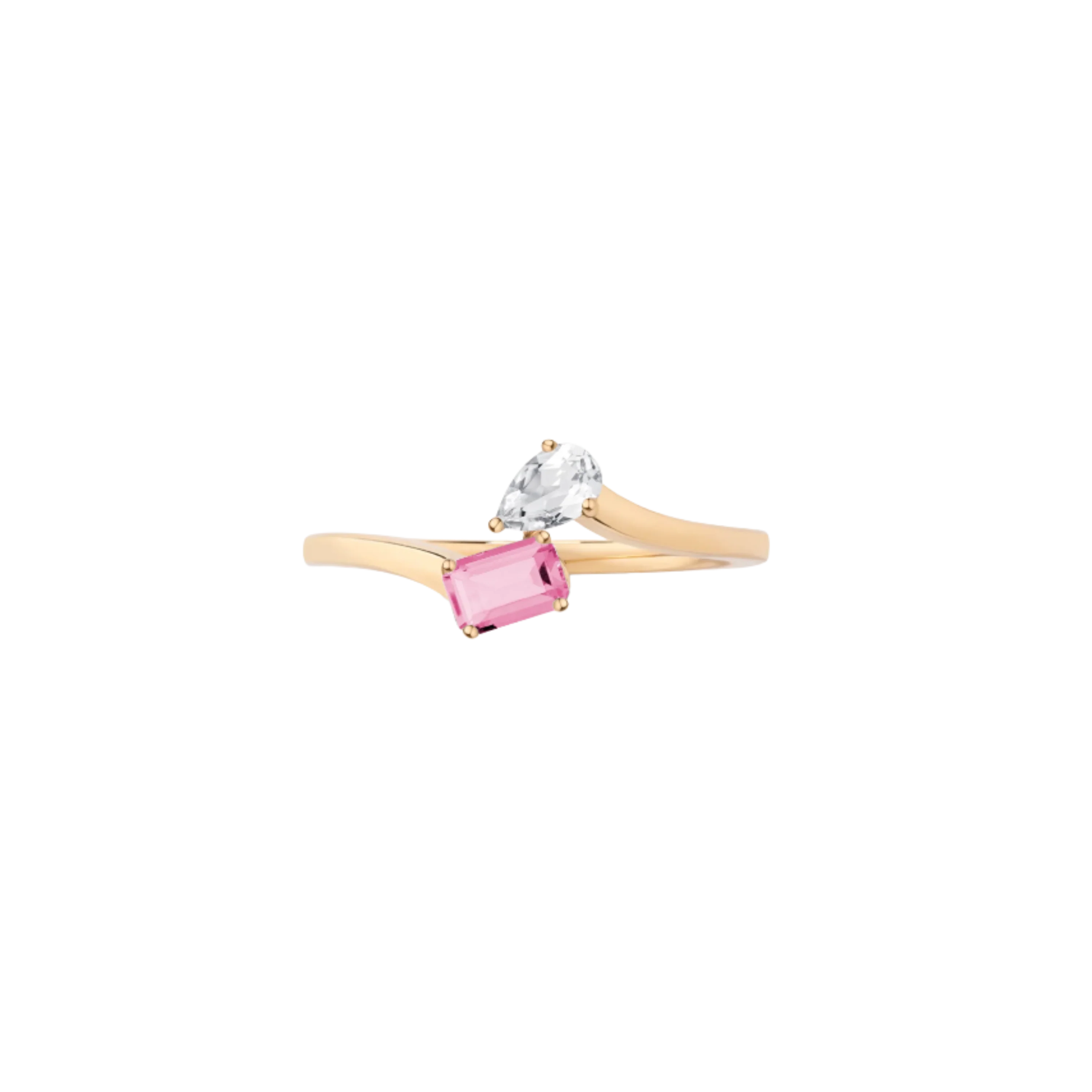 Toi et Moi Gemstone Mini Heirloom Ring - Pink Tourmaline & White Topaz