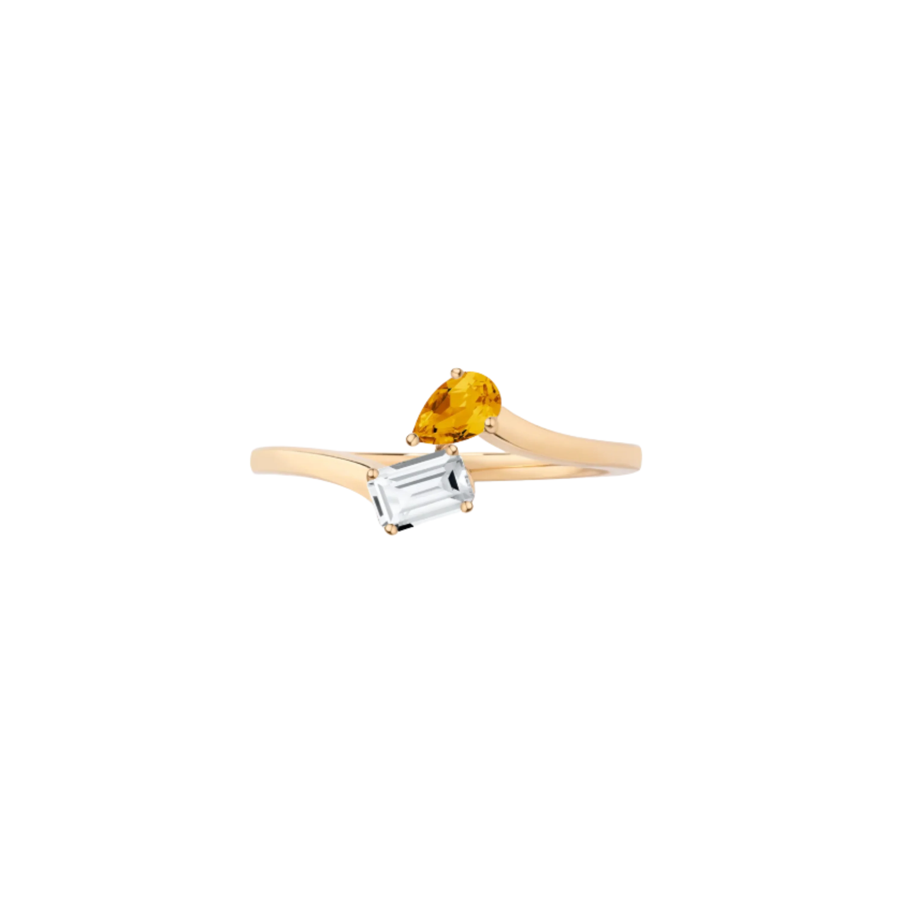 Toi et Moi Gemstone Mini Heirloom Ring - White Topaz & Citrine