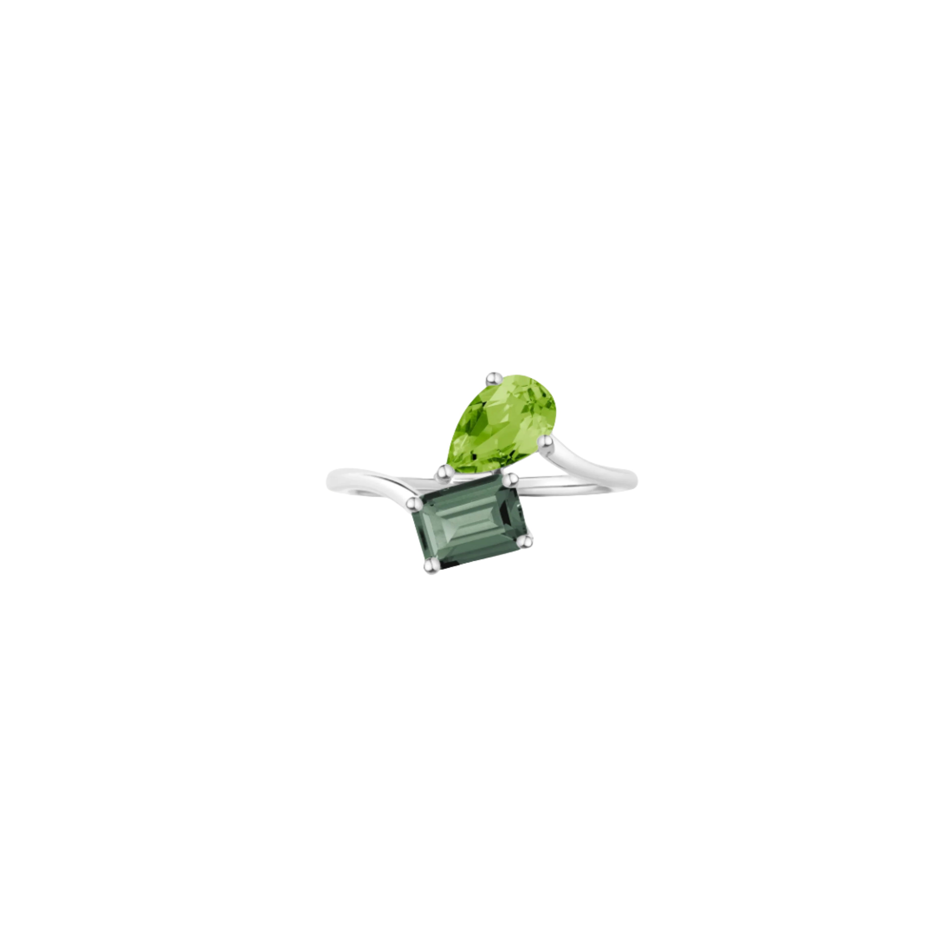 Toi et Moi Gemstone Heirloom Ring - Green Tourmaline & Peridot
