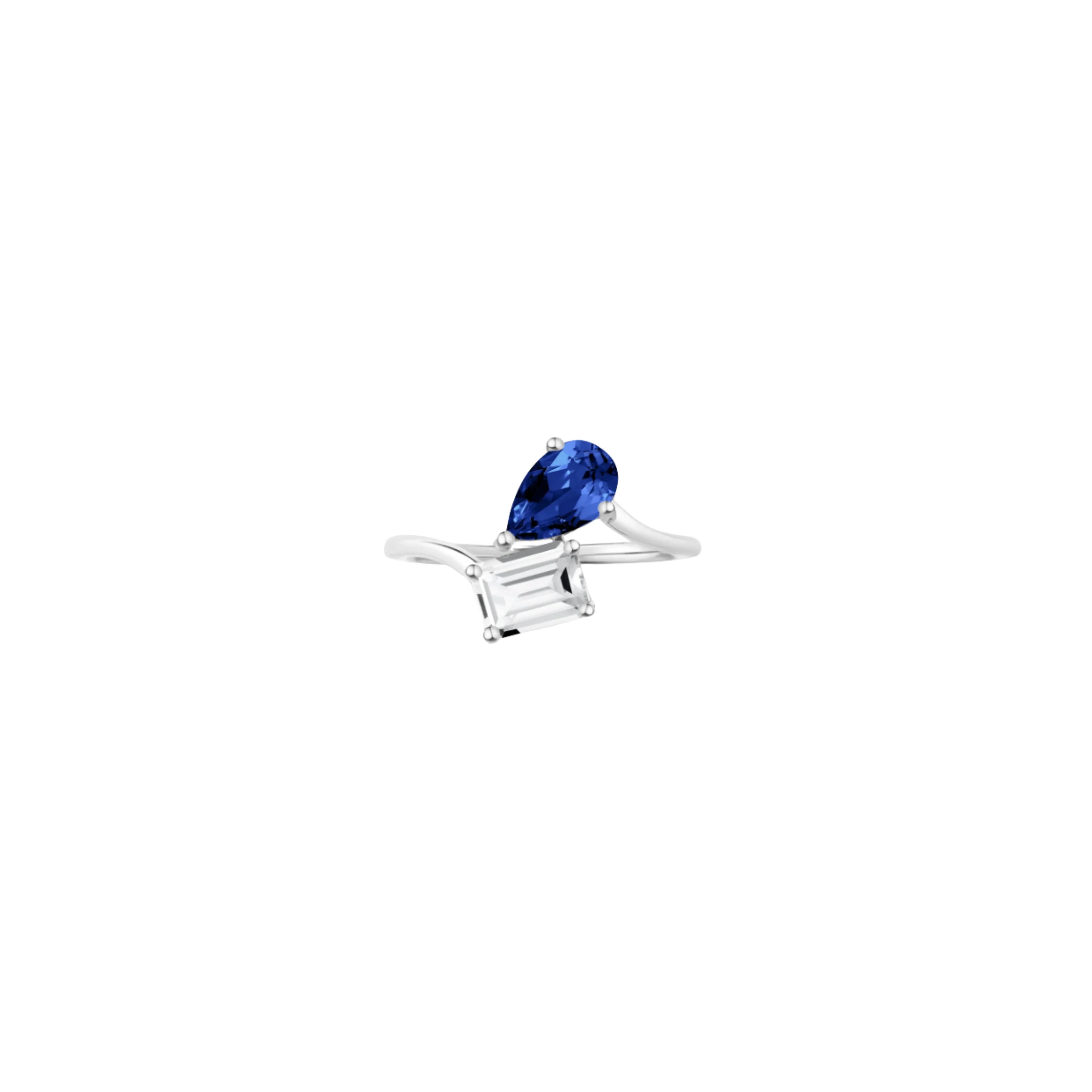 Toi et Moi Gemstone Heirloom Ring - White Topaz & Blue Sapphire