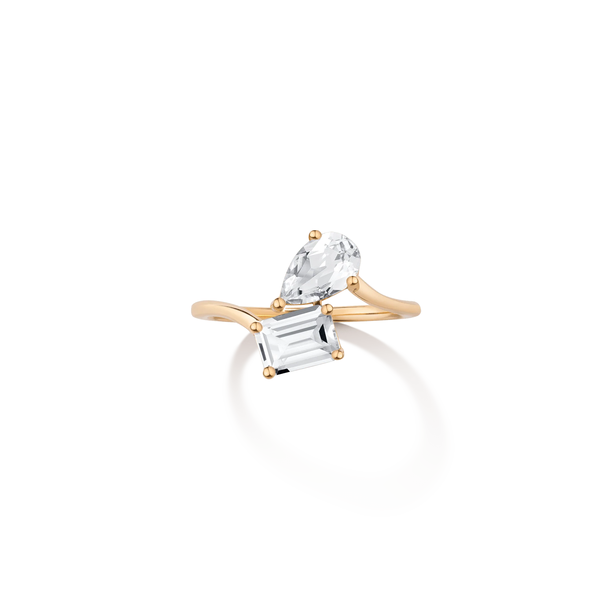 Toi et Moi Gemstone Heirloom Ring - White Topaz & White Topaz - Image 3
