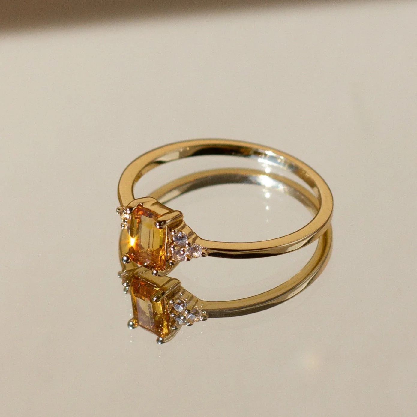 Vintage-Inspired Emerald Cut Ring - Citrine - Image 7