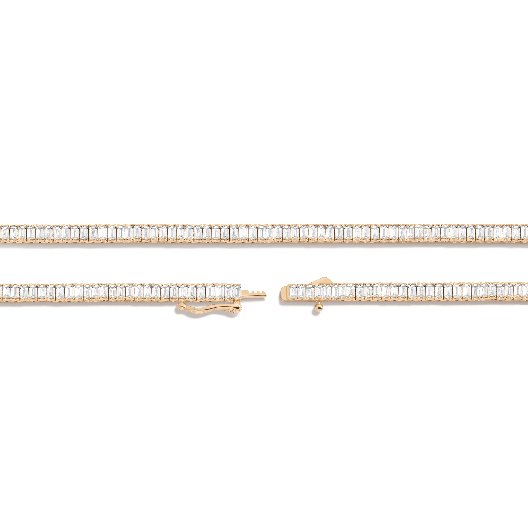 Lab Grown White Sapphire Baguette Tennis Necklace - Image 4