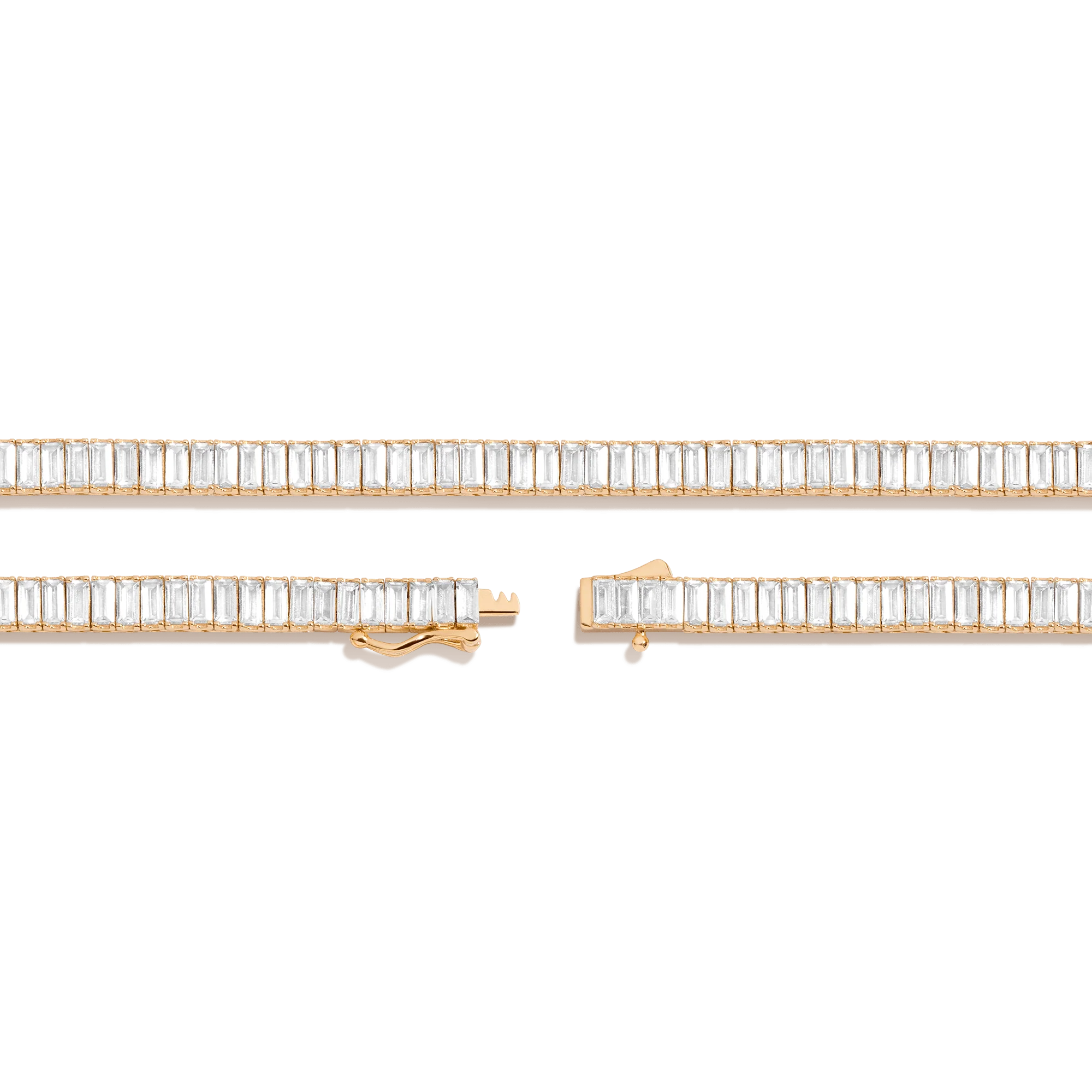 Lab Grown White Sapphire Baguette Tennis Necklace - Image 8