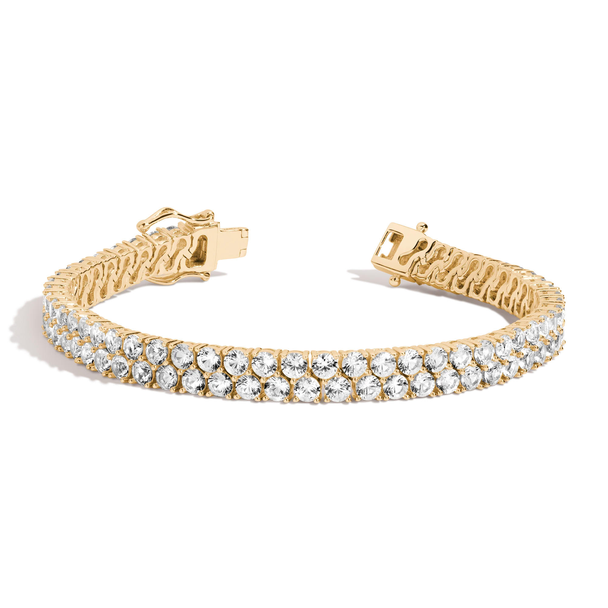 Lab Grown White Sapphire Double Row Tennis Bracelet - Image 2