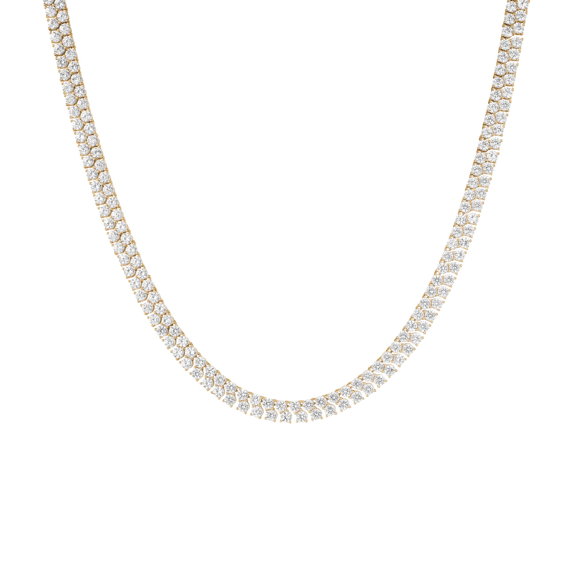 Lab Grown White Sapphire Double Row Tennis Necklace - Image 2