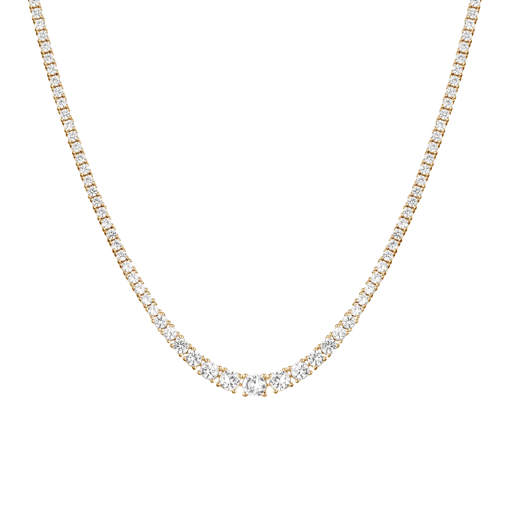 Lab Grown White Sapphire Graduated Modern Tennis Necklace - Image 2