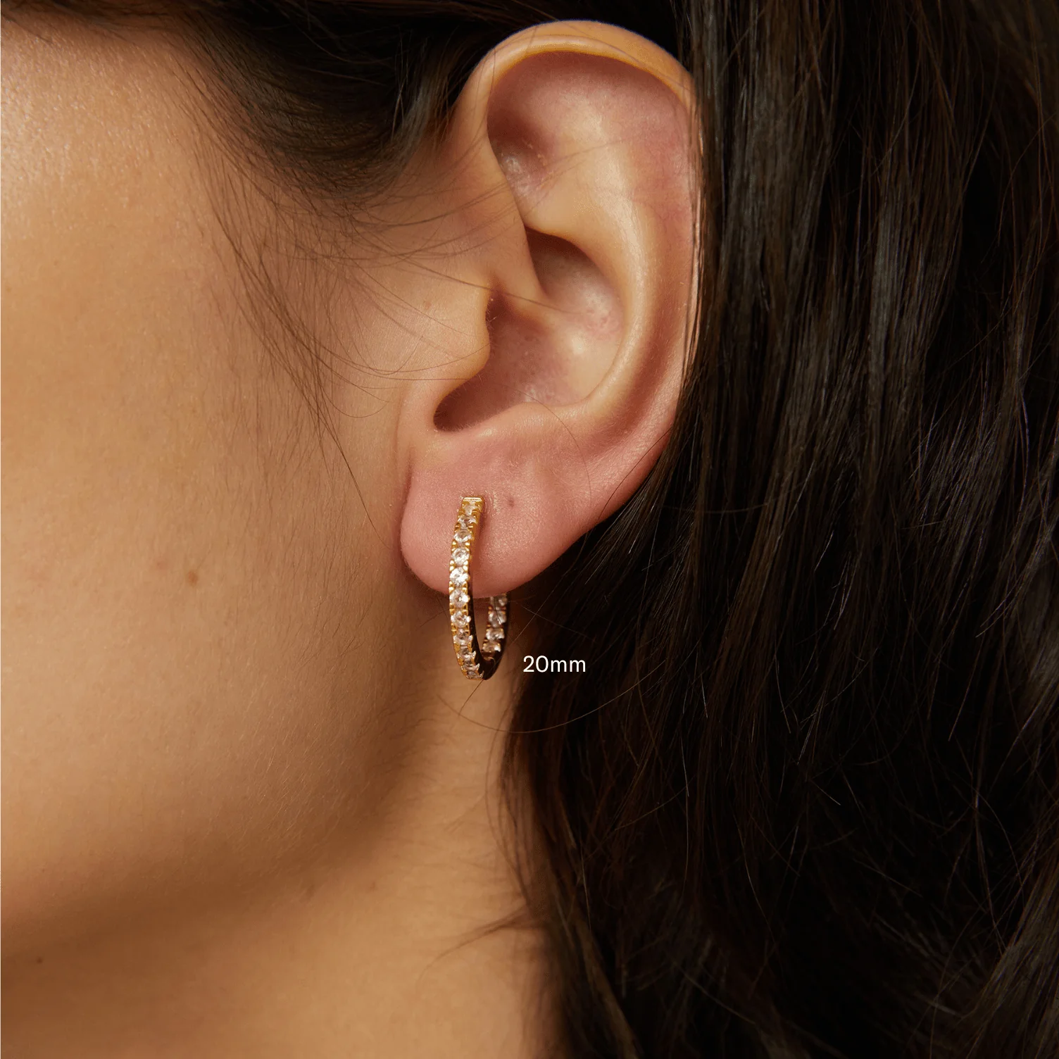Lab Grown White Sapphire Hoop Earrings - Image 18