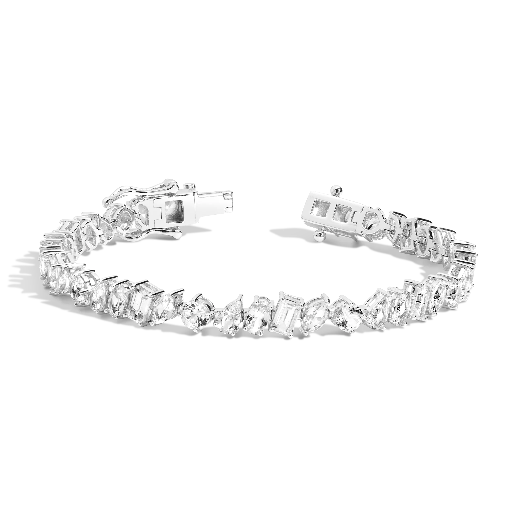 Lab Grown White Sapphire Mixed Shape Tennis Bracelet