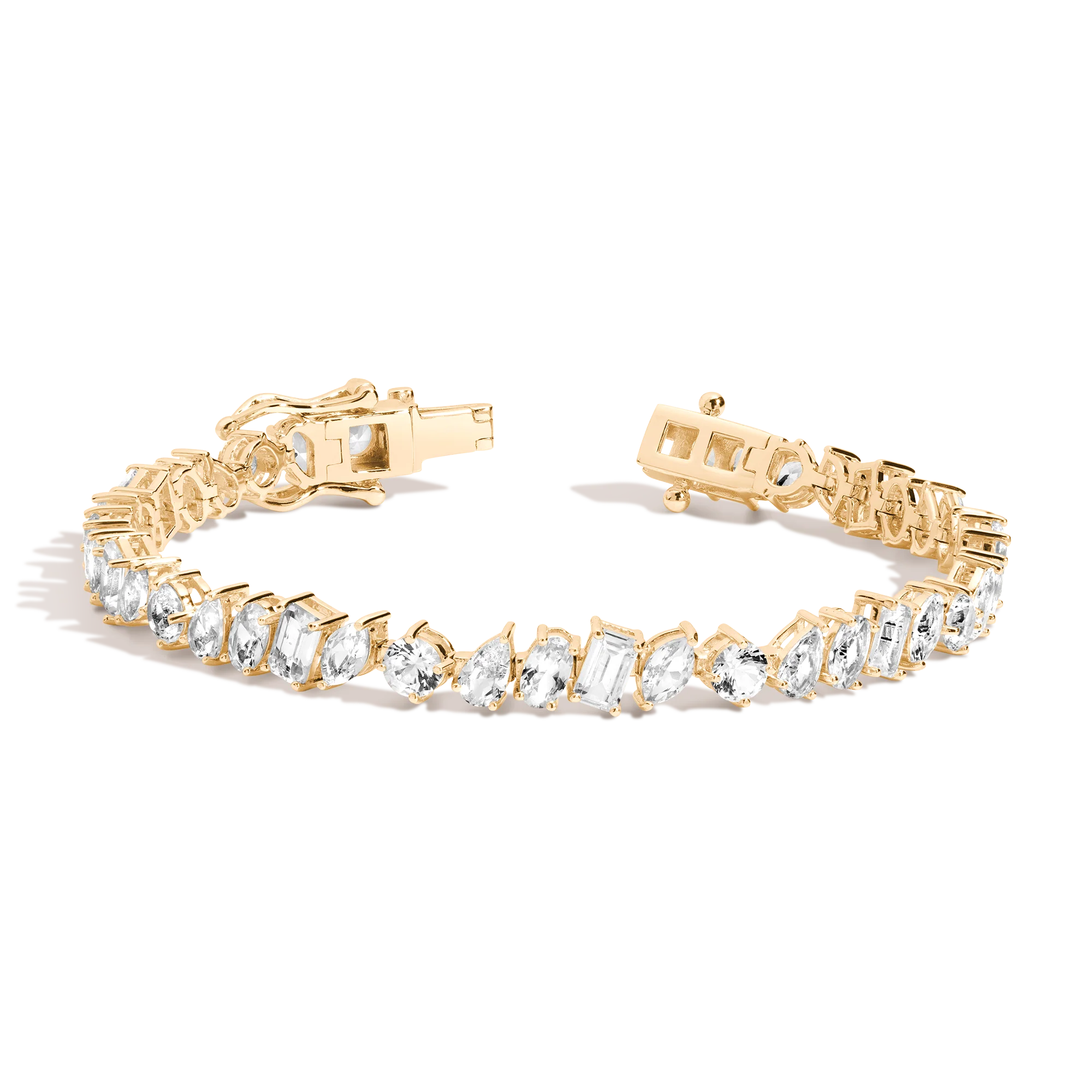 Lab Grown White Sapphire Mixed Shape Tennis Bracelet - Image 2