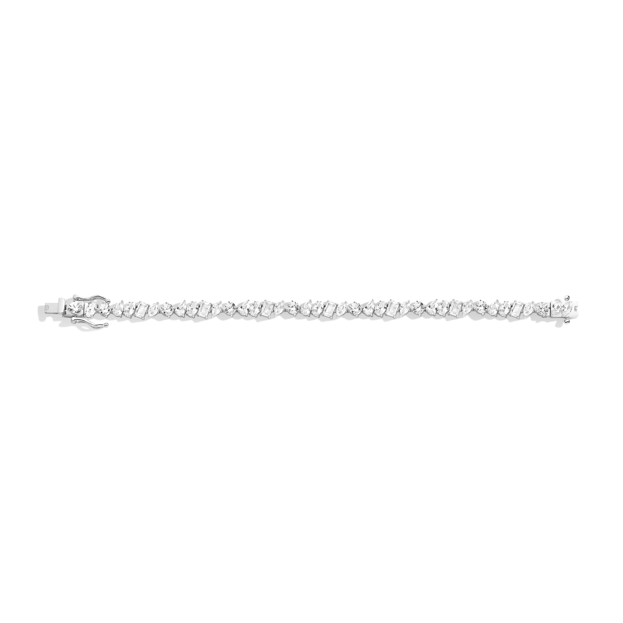 Lab Grown White Sapphire Mixed Shape Tennis Bracelet - Image 3