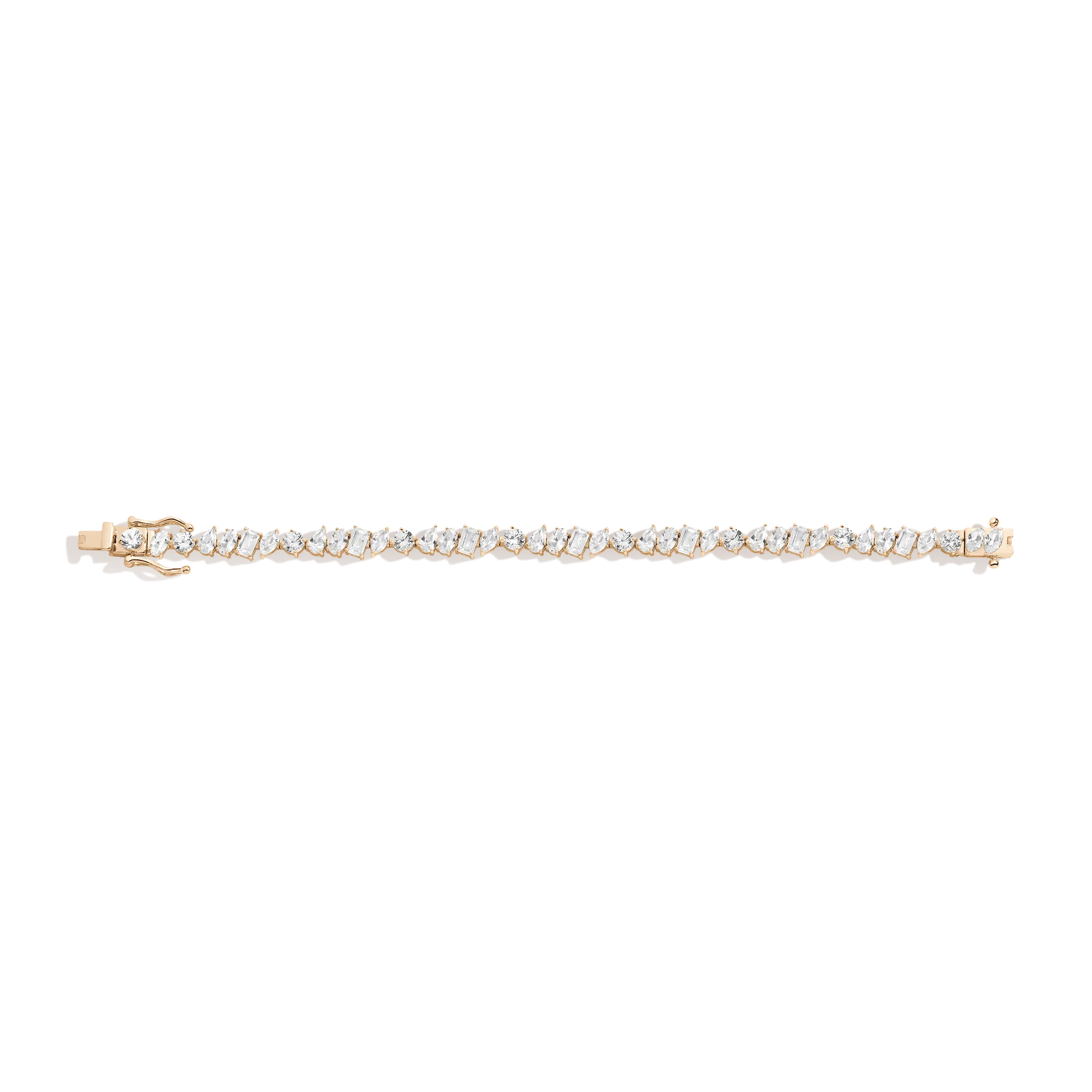 Lab Grown White Sapphire Mixed Shape Tennis Bracelet - Image 4