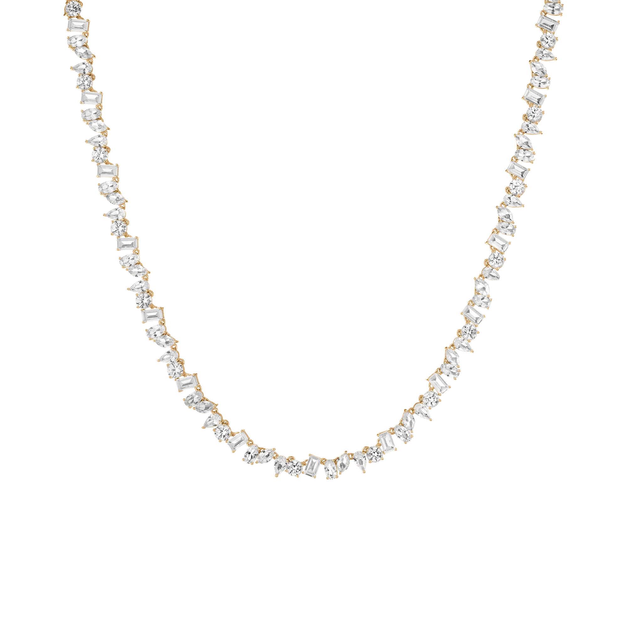 Lab Grown White Sapphire Mixed Shape Tennis Necklace - Image 2