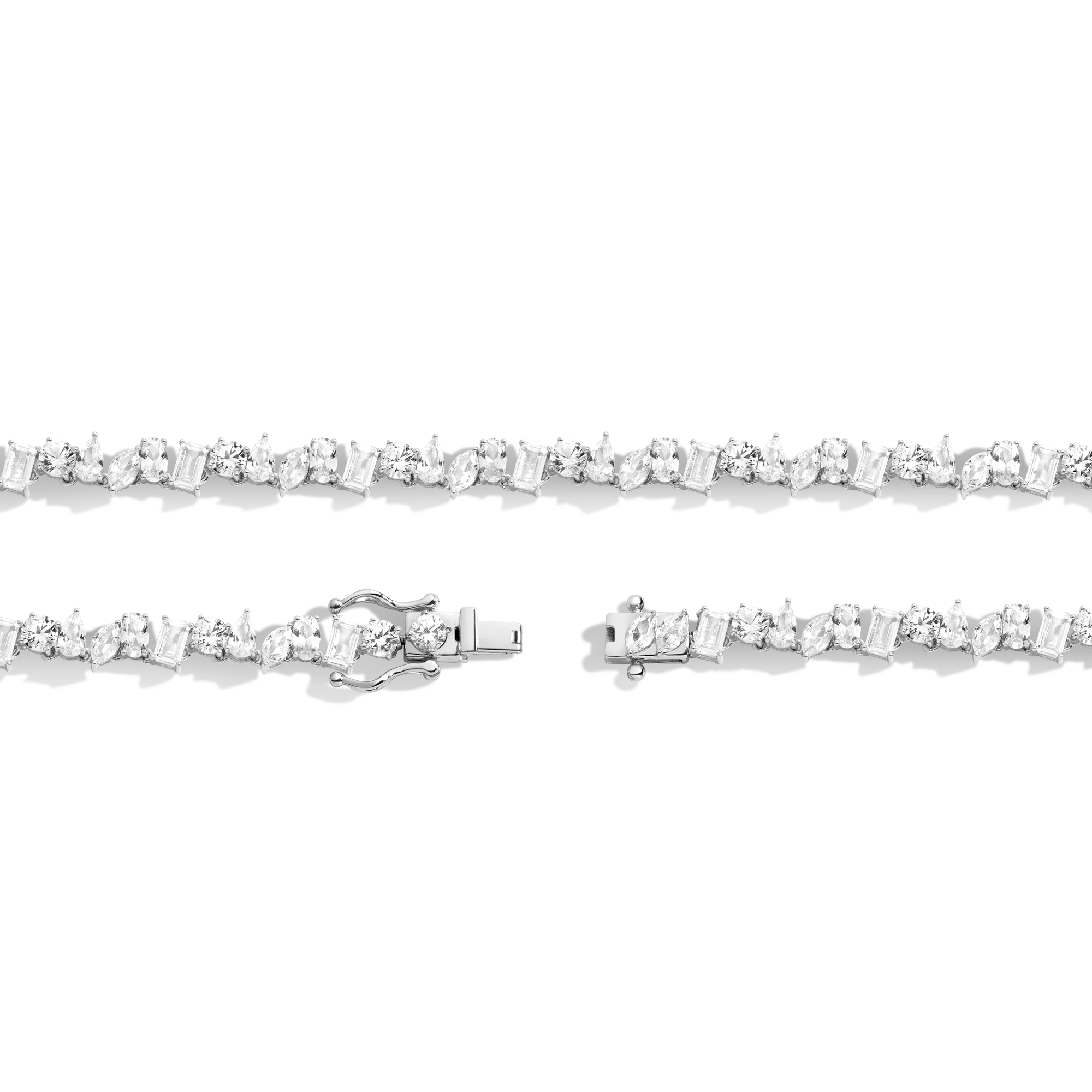 Lab Grown White Sapphire Mixed Shape Tennis Necklace - Image 3