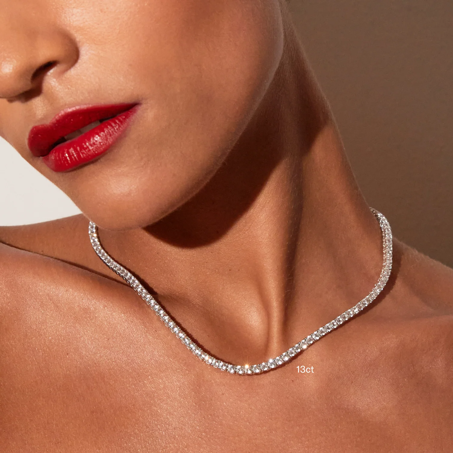 Lab Grown White Sapphire Tennis Necklace - 13ct - Image 10