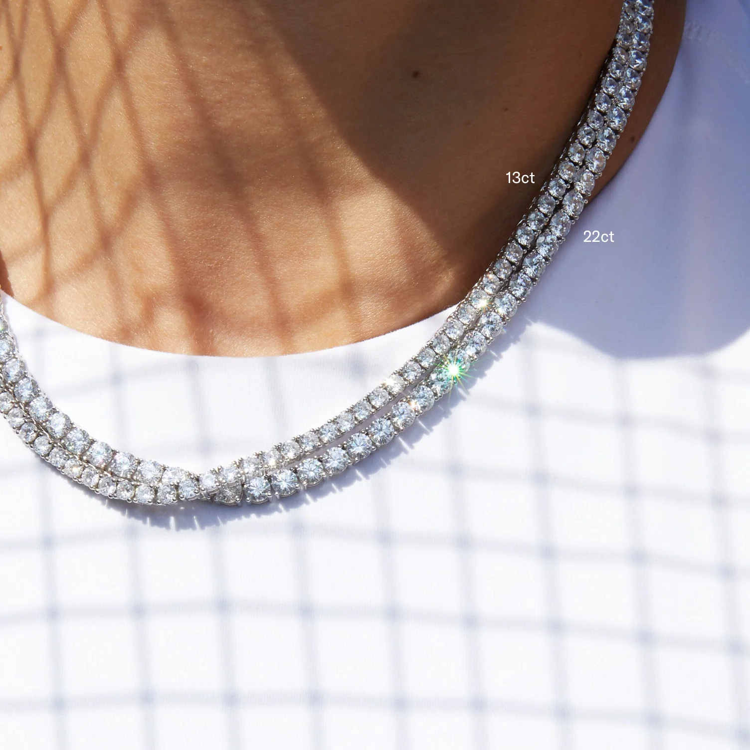 Lab Grown White Sapphire Tennis Necklace - 13ct - Image 12