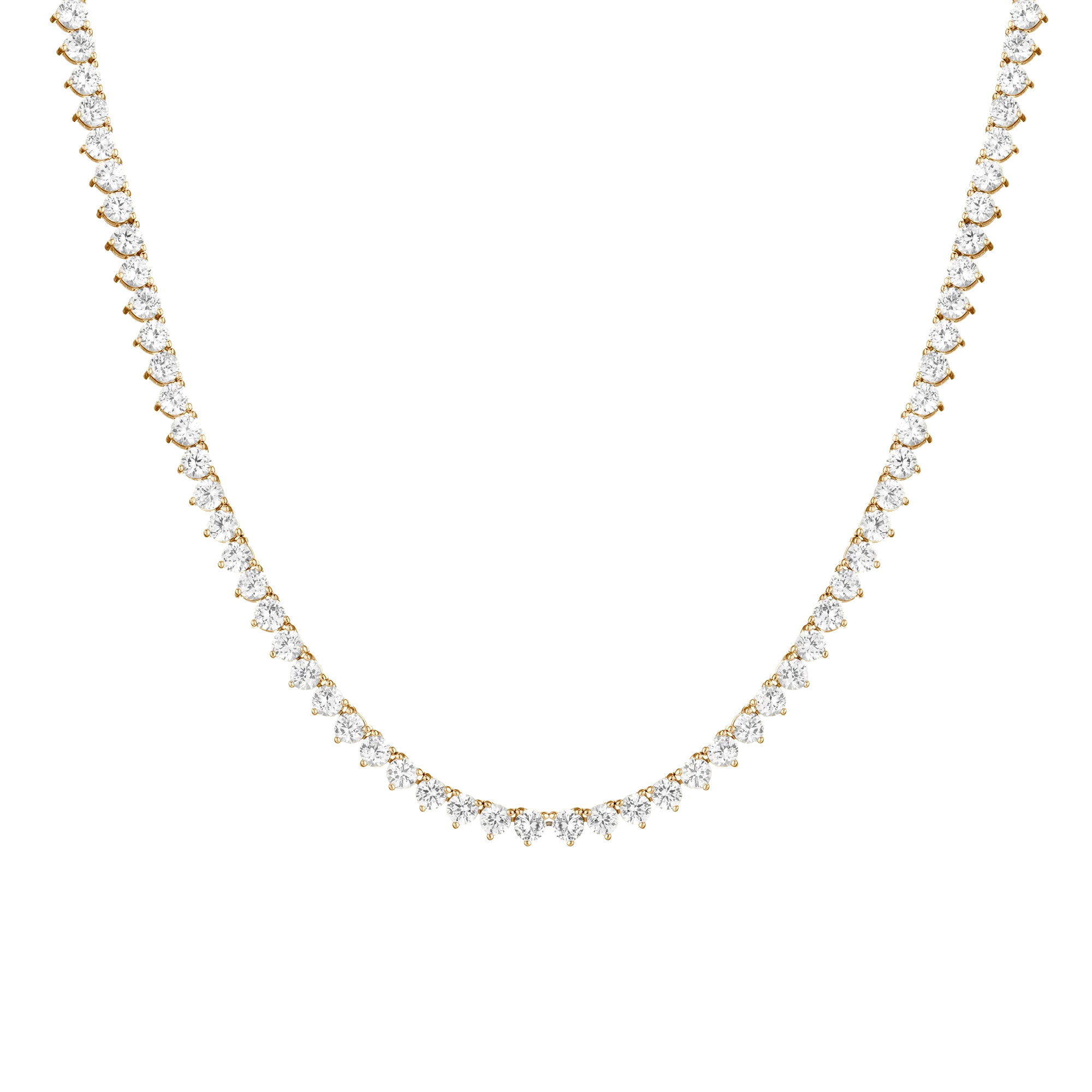 Lab Grown White Sapphire Three-Prong Tennis Necklace - Image 2
