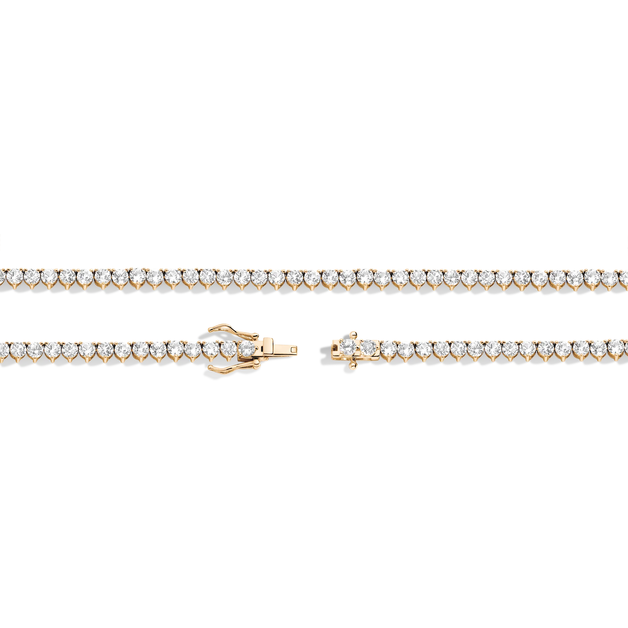 Lab Grown White Sapphire Three-Prong Tennis Necklace - Image 4