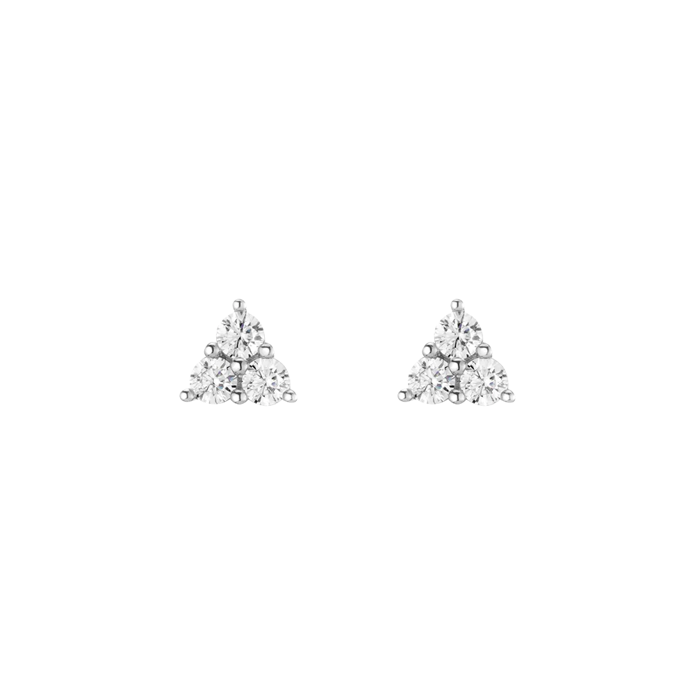 Lab Grown White Sapphire Trinity Stud Earrings - Image 3