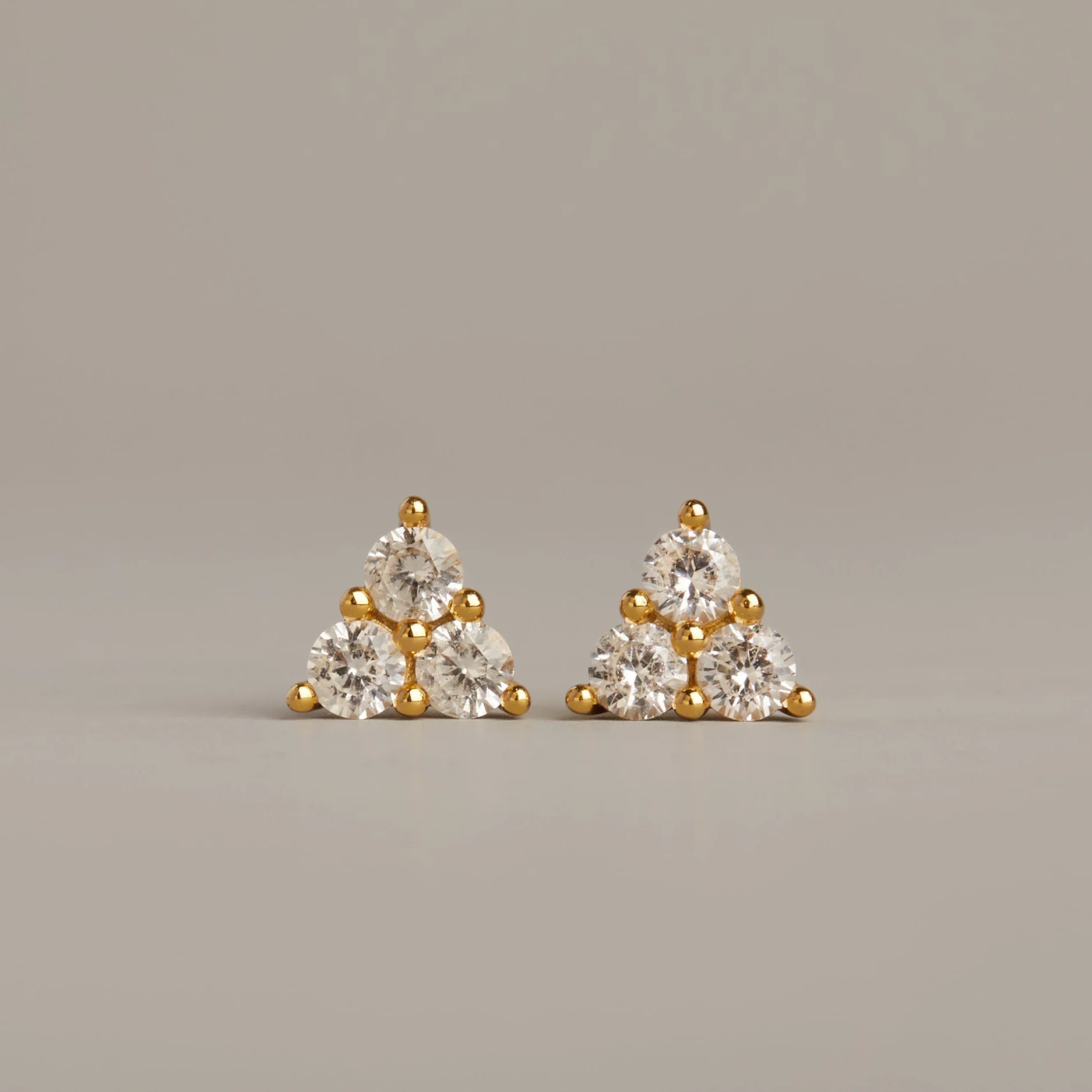 Lab Grown White Sapphire Trinity Stud Earrings - Image 5